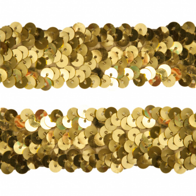 Тесьма с пайетками D16, шир. 30 мм/уп. 25+/-1 м, цвет золото - купить в Муроме. Цена: 1 087.39 руб.
