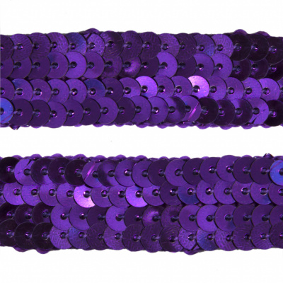 Тесьма с пайетками 12, шир. 20 мм/уп. 25+/-1 м, цвет фиолет - купить в Муроме. Цена: 778.19 руб.