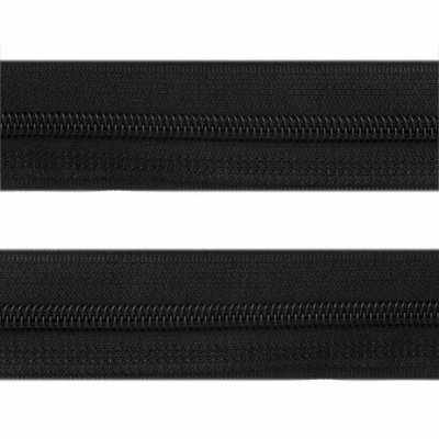 Рулонная молния с покрытием PVC спираль тип 3 (упак.270м) -черная с полосой СВО - купить в Муроме. Цена: 12.87 руб.