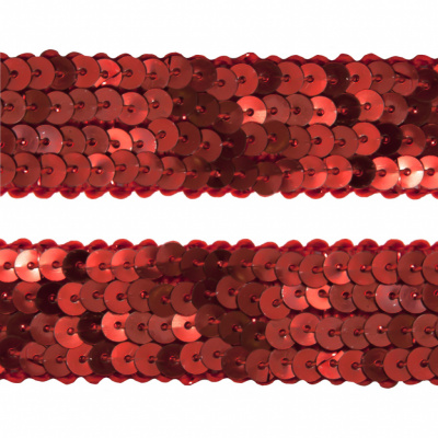 Тесьма с пайетками 3, шир. 20 мм/уп. 25+/-1 м, цвет красный - купить в Муроме. Цена: 778.19 руб.