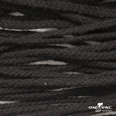 Шнур плетеный d-6 мм круглый, 70% хлопок 30% полиэстер, уп.90+/-1 м, цв.1078-черный - купить в Муроме. Цена: 588 руб.