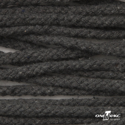 Шнур плетеный d-6 мм круглый, 70% хлопок 30% полиэстер, уп.90+/-1 м, цв.1088-т.серый - купить в Муроме. Цена: 588 руб.