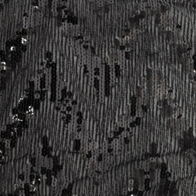 Трикотажное полотно с пайетками, шир.130 см, #311-бахрома чёрная - купить в Муроме. Цена 1 183.35 руб.