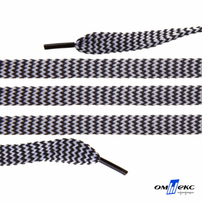Шнурки #107-07, плоские 130 см, двухцветные цв.серый/чёрный - купить в Муроме. Цена: 23.03 руб.
