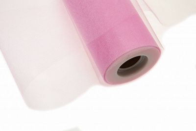 Фатин блестящий в шпульках 16-14, 12 гр/м2, шир. 15 см (в нам. 25+/-1 м), цвет розовый - купить в Муроме. Цена: 108.61 руб.