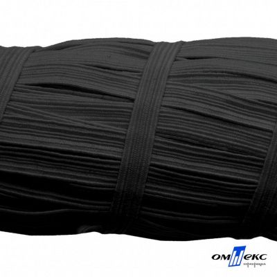 Резиновые нити с текстильным покрытием, шир. 6 мм (55 м/уп), цв.-черный - купить в Муроме. Цена: 210.75 руб.
