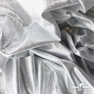 Трикотажное полотно голограмма, шир.140 см, #602 -белый/серебро - купить в Муроме. Цена 385.88 руб.