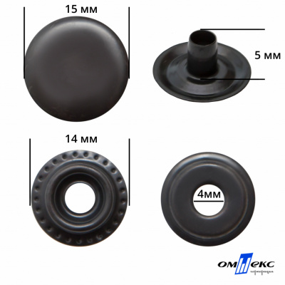 Кнопка металлическая кольцевая, 15 мм (уп. 720+/-20 шт), цвет оксид - купить в Муроме. Цена: 1 300.08 руб.