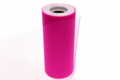 Фатин в шпульках 16-33, 10 гр/м2, шир. 15 см (в нам. 25+/-1 м), цвет ярк.розовый - купить в Муроме. Цена: 100.69 руб.