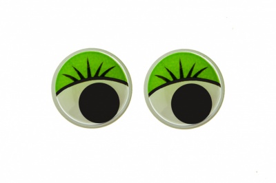 Глазки для игрушек, круглые, с бегающими зрачками, 15 мм/упак.50+/-2 шт, цв. -зеленый - купить в Муроме. Цена: 113.01 руб.
