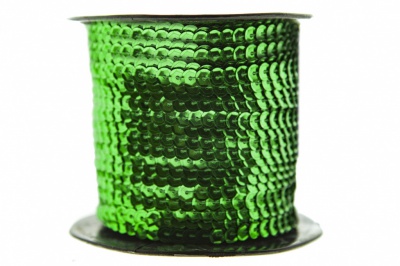 Пайетки "ОмТекс" на нитях, SILVER-BASE, 6 мм С / упак.73+/-1м, цв. 4 - зеленый - купить в Муроме. Цена: 484.77 руб.