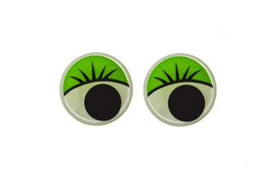 Глазки для игрушек, круглые, с бегающими зрачками, 12 мм/упак.50+/-2 шт, цв. -зеленый - купить в Муроме. Цена: 95.04 руб.