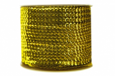 Пайетки "ОмТекс" на нитях, SILVER-BASE, 6 мм С / упак.73+/-1м, цв. 7 - св.золото - купить в Муроме. Цена: 468.37 руб.