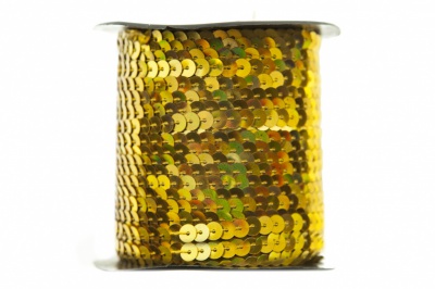 Пайетки "ОмТекс" на нитях, SILVER SHINING, 6 мм F / упак.91+/-1м, цв. 48 - золото - купить в Муроме. Цена: 356.19 руб.