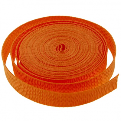 Стропа текстильная, шир. 25 мм (в нам. 50+/-1 ярд), цвет оранжевый - купить в Муроме. Цена: 409.94 руб.