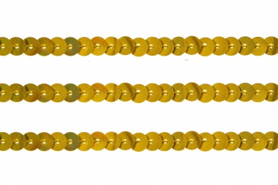 Пайетки "ОмТекс" на нитях, SILVER SHINING, 6 мм F / упак.91+/-1м, цв. 48 - золото - купить в Муроме. Цена: 356.19 руб.