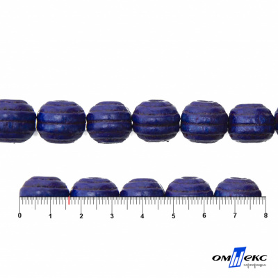 0309-Бусины деревянные "ОмТекс", 16 мм, упак.50+/-3шт, цв.006-синий - купить в Муроме. Цена: 62.22 руб.